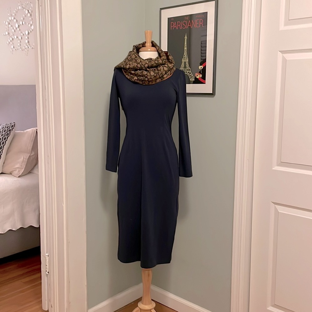Navy blue cotton J Crew dress.